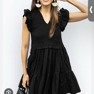 Elan Black Ruffle Mini Dress